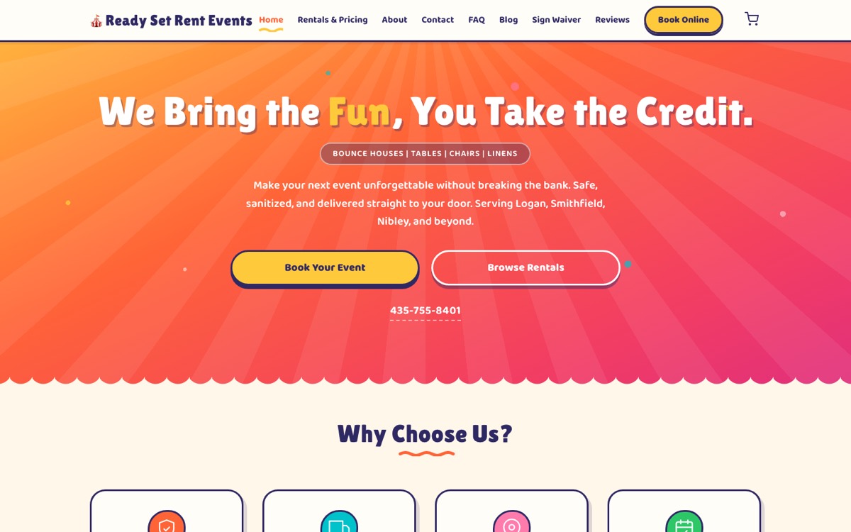 Ready Set Rent Events — event rental website in Cache Valley, UT